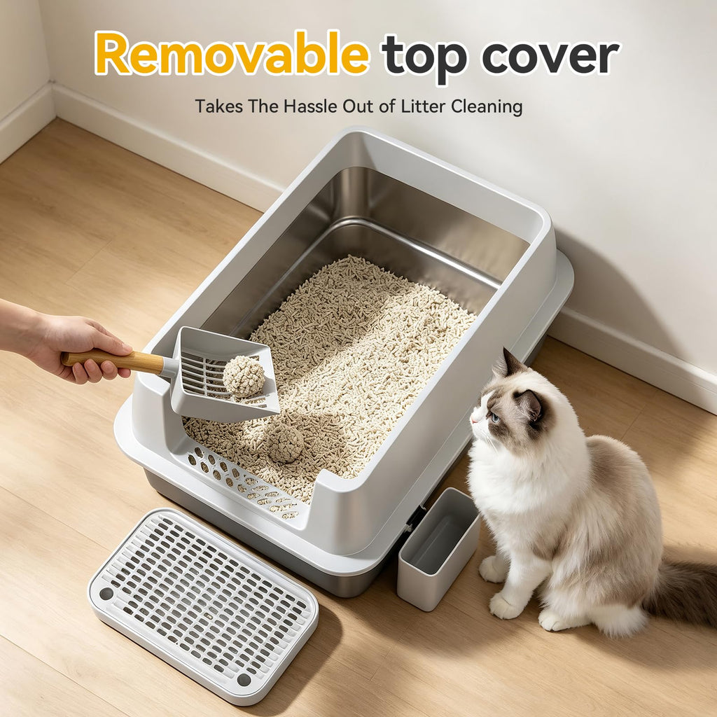 XL Enclosed Stainless Steel Litter Box with Lid K6402