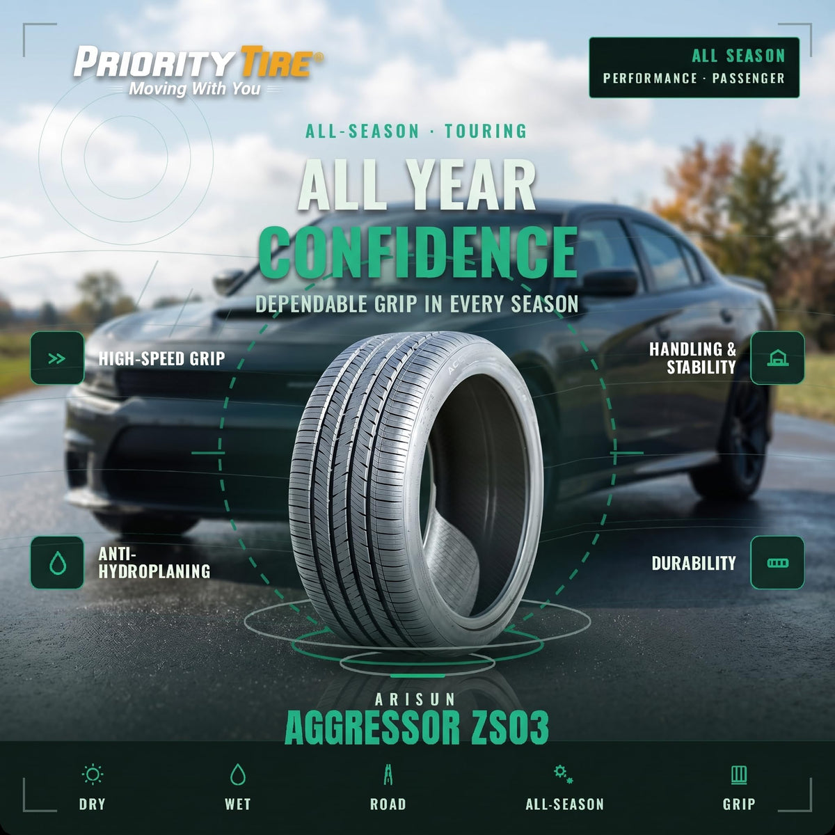 235/40ZR18 95W XL All Season Passenger Tire T279055