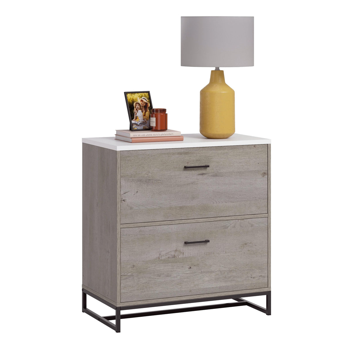 2-Drawer Wood File Cabinet with Metal Frame R921697