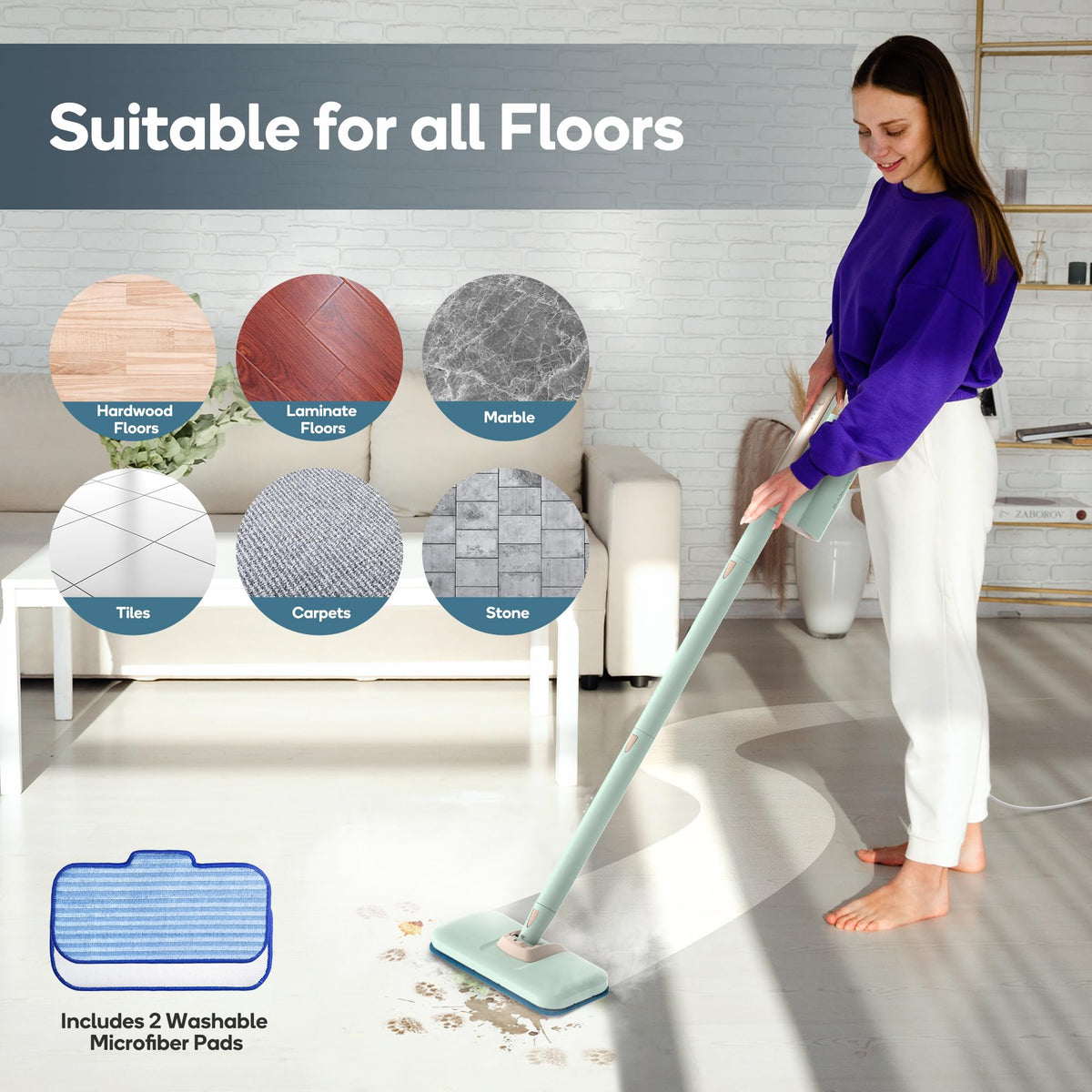 1200W Steam Mop & Handheld Cleaner W867956