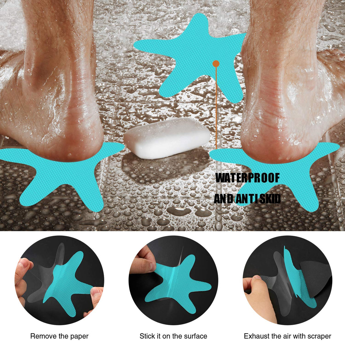 Blue Non Slip Bathtub Stickers 24PCS I947