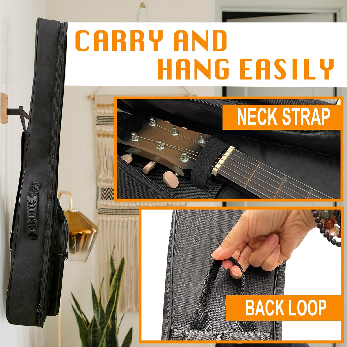 0.5-inch Extra Thick Padding Waterproof Oxford Acoustic Guitar Bag T81378