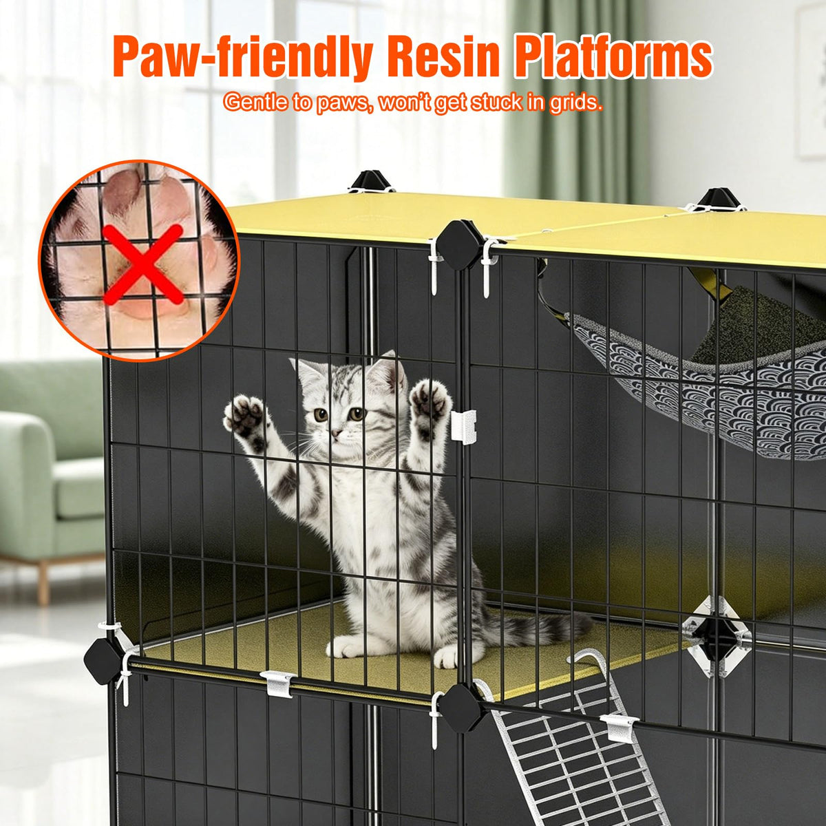 3-Tier Cat Cage with Litter Box, Hammock & Ladders C355079