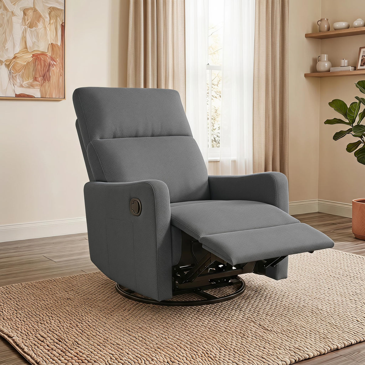 Dark Gray Swivel Rocker Recliner Chair U709