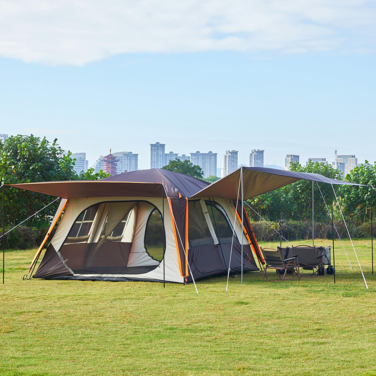 Extra Large 12-14 Person 2 Room Waterproof Double Layer Cabin Tent Z727952