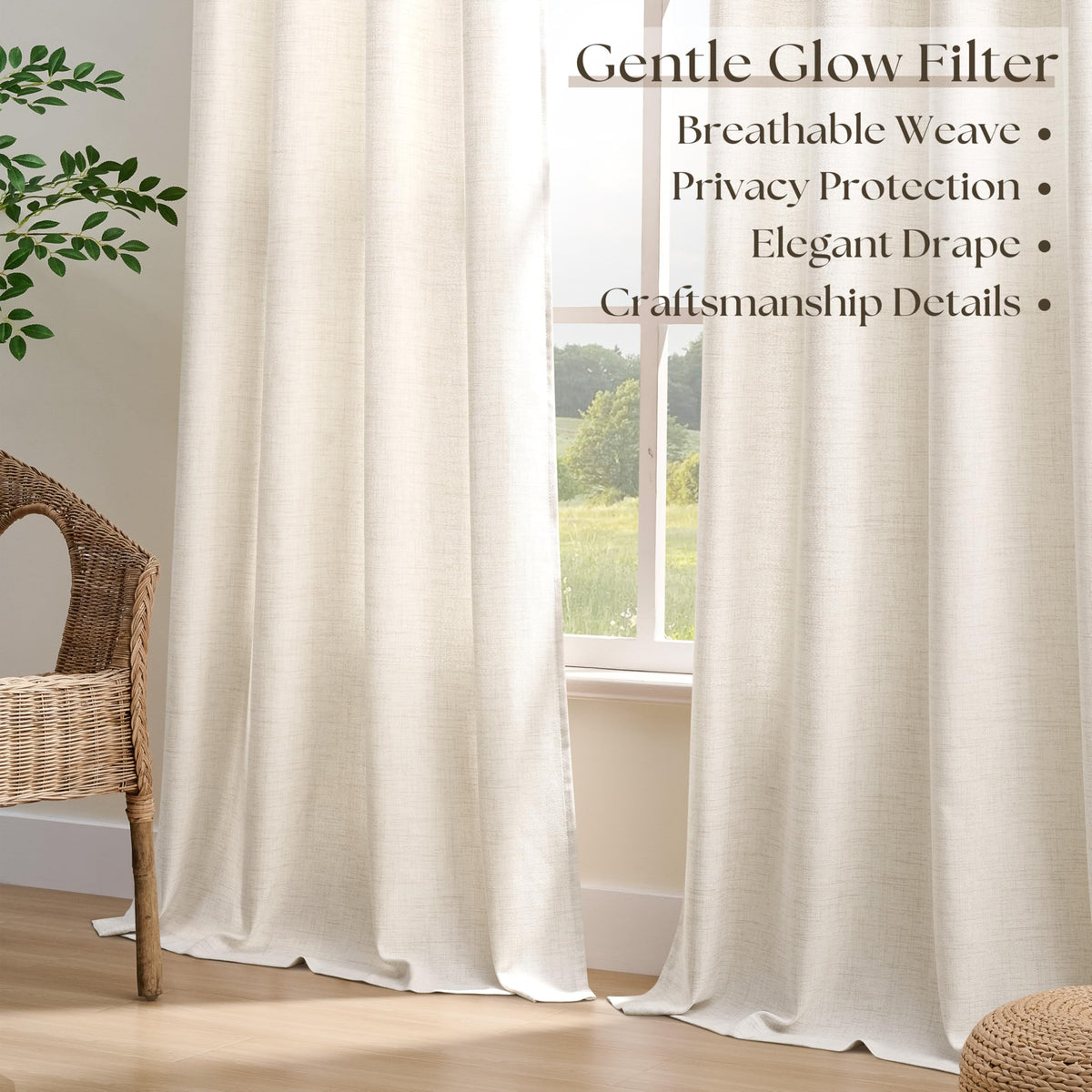 Linen 100 Inch Wide 84 Inch Length Ivory Curtains E556172