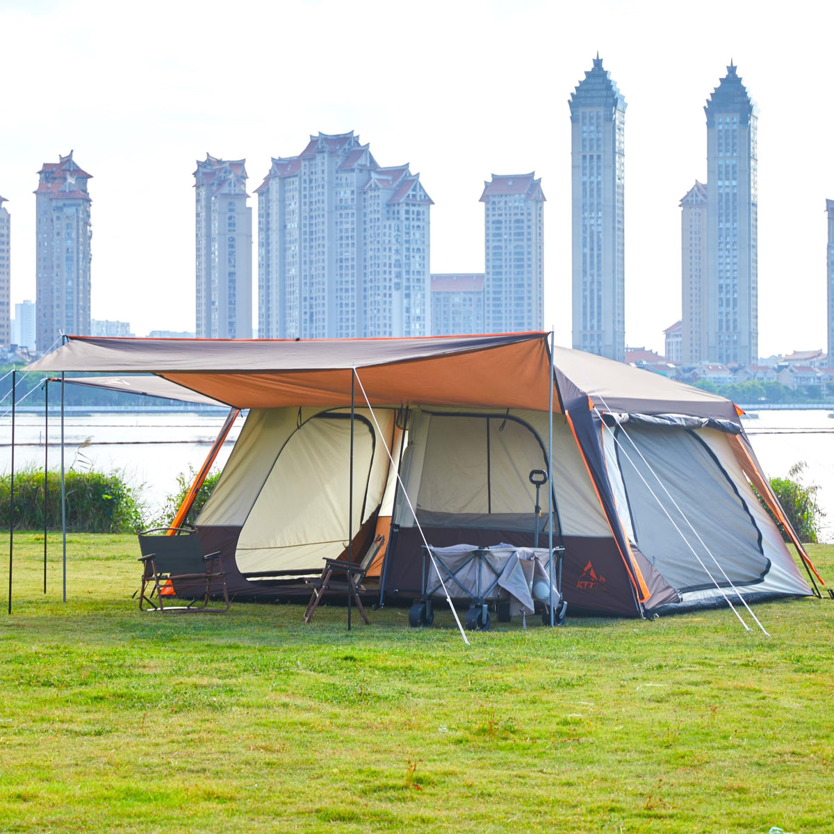 Extra Large 12-14 Person 2 Room Waterproof Double Layer Cabin Tent Z727952