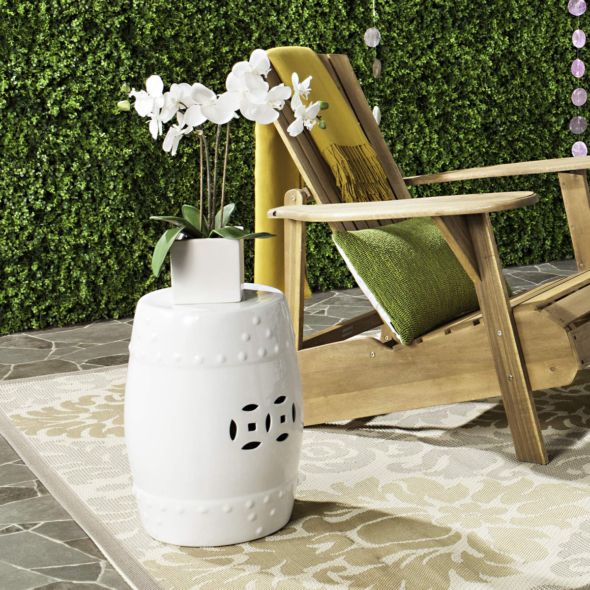 White Ceramic Garden Stool B6836
