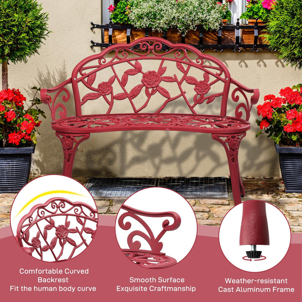 38.5" Cast Iron Aluminum Patio Bench E875231