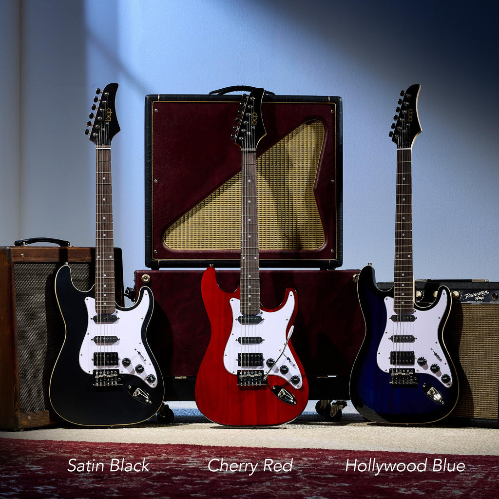Cherry Red White Electric Guitar Kit with Headphone Amp Q8450