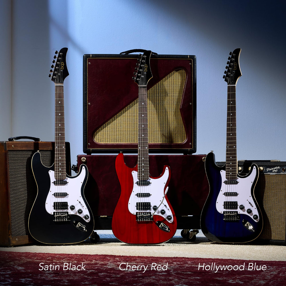 Cherry Red White Electric Guitar Kit with Headphone Amp Q8450