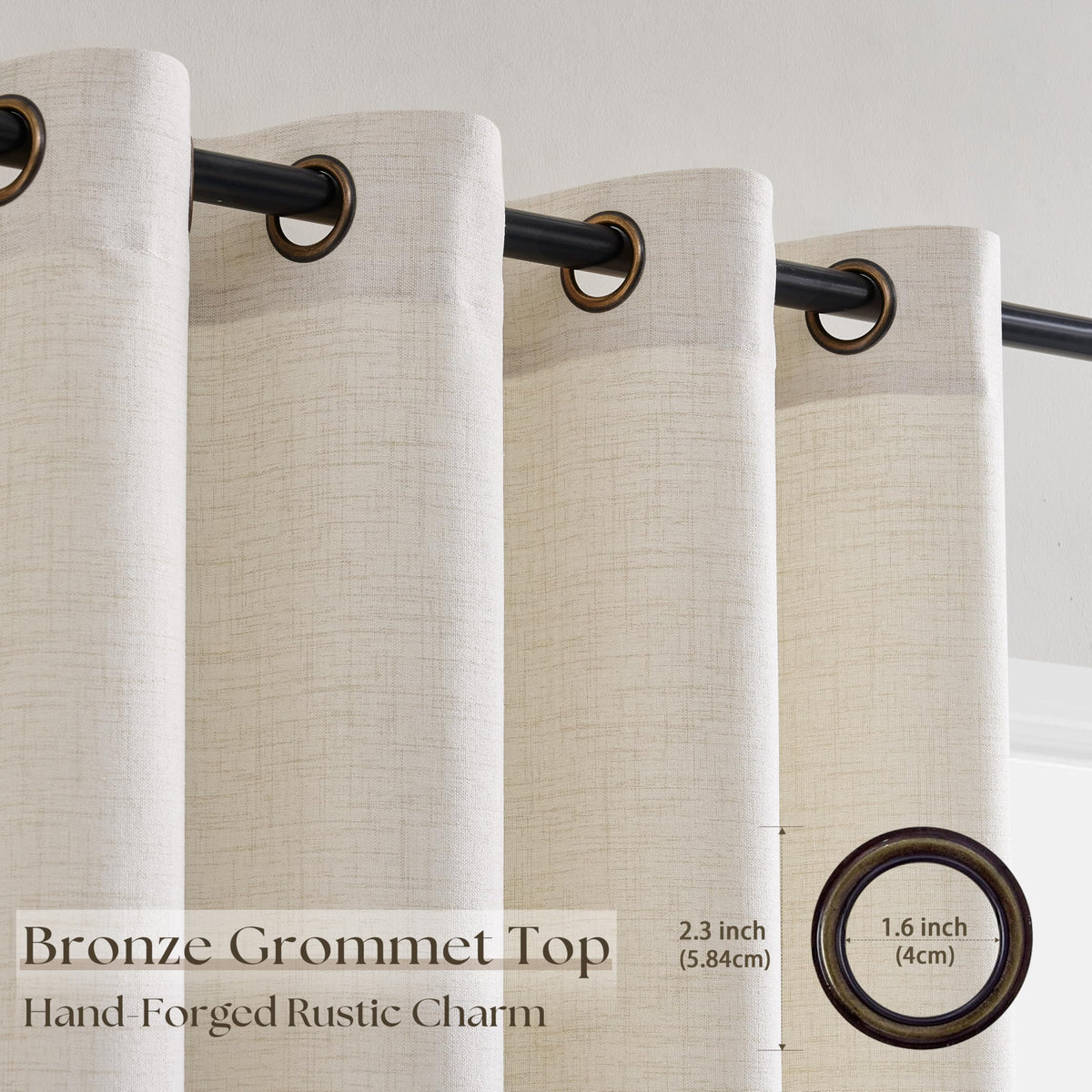 Linen 100 Inch Wide 84 Inch Length Ivory Curtains E556172