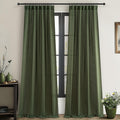 Dark Green 96 Inches Long Thick Linen 2 Panels Set Curtains O309713