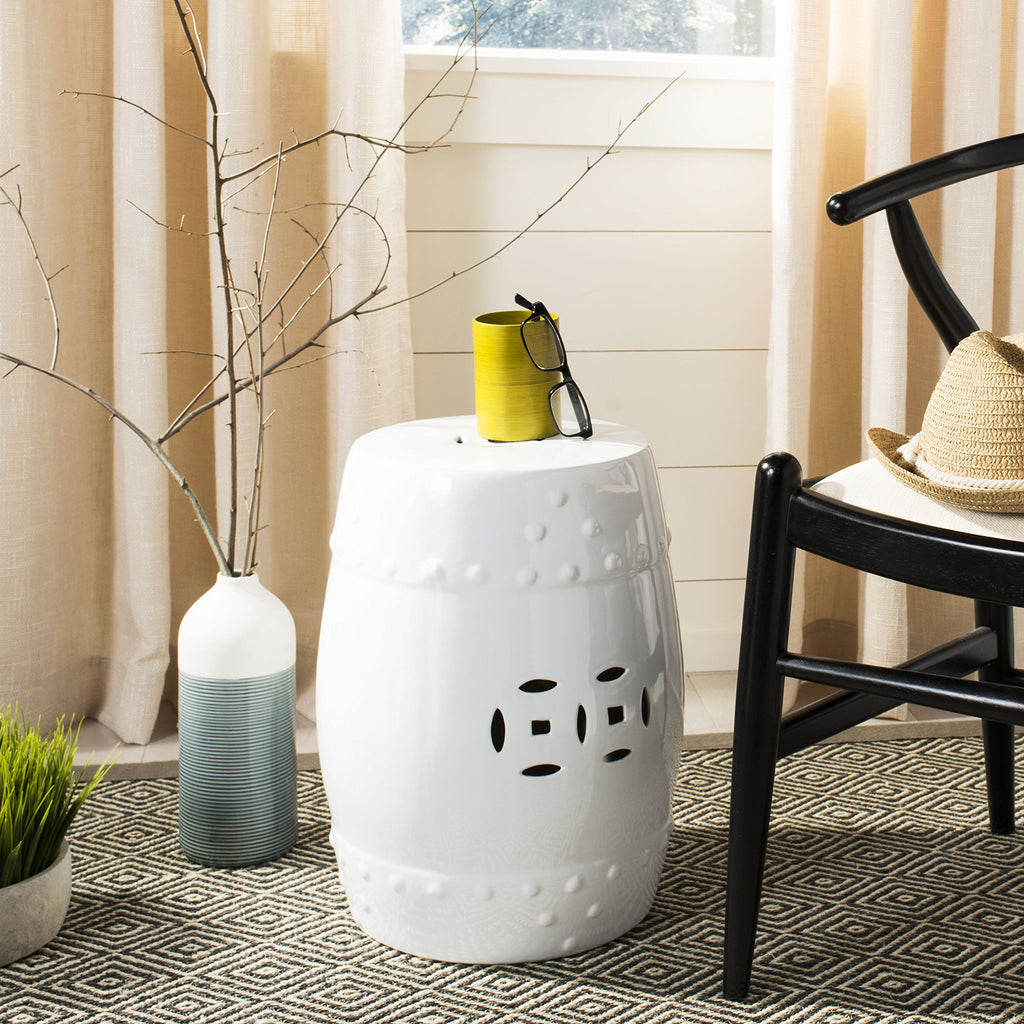 White Ceramic Garden Stool B6836