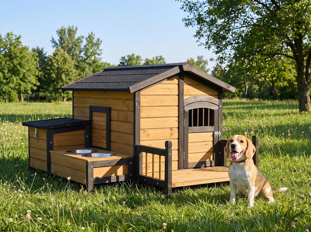 Large Wooden 2-Tier Rabbit Cage with Waterproof Roof W86389
