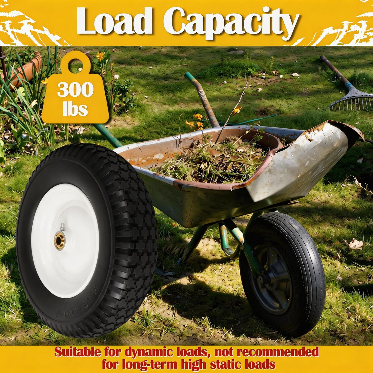 Flat Free Wheelbarrow Tire and Wheel 2 Pack Q570300
