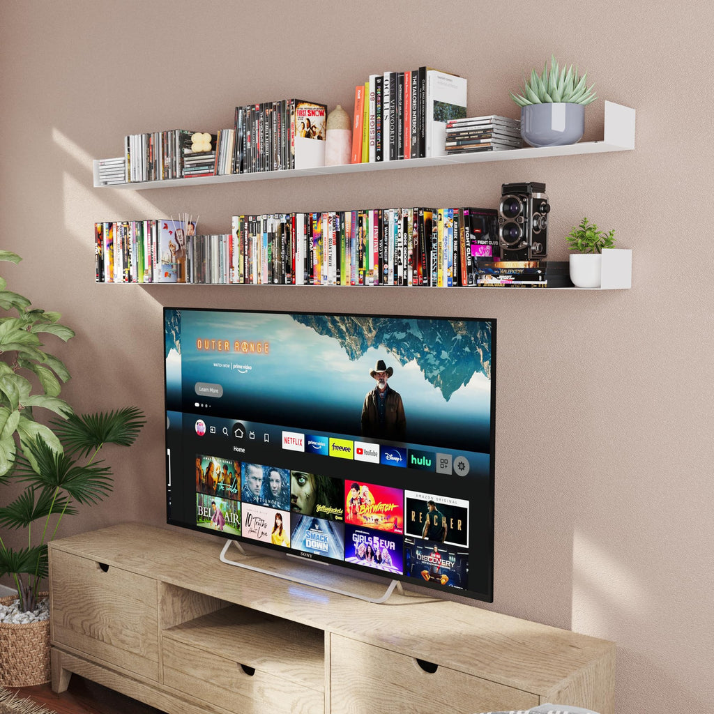 White Metal U Shape Wall Mountable Bookshelf L55959