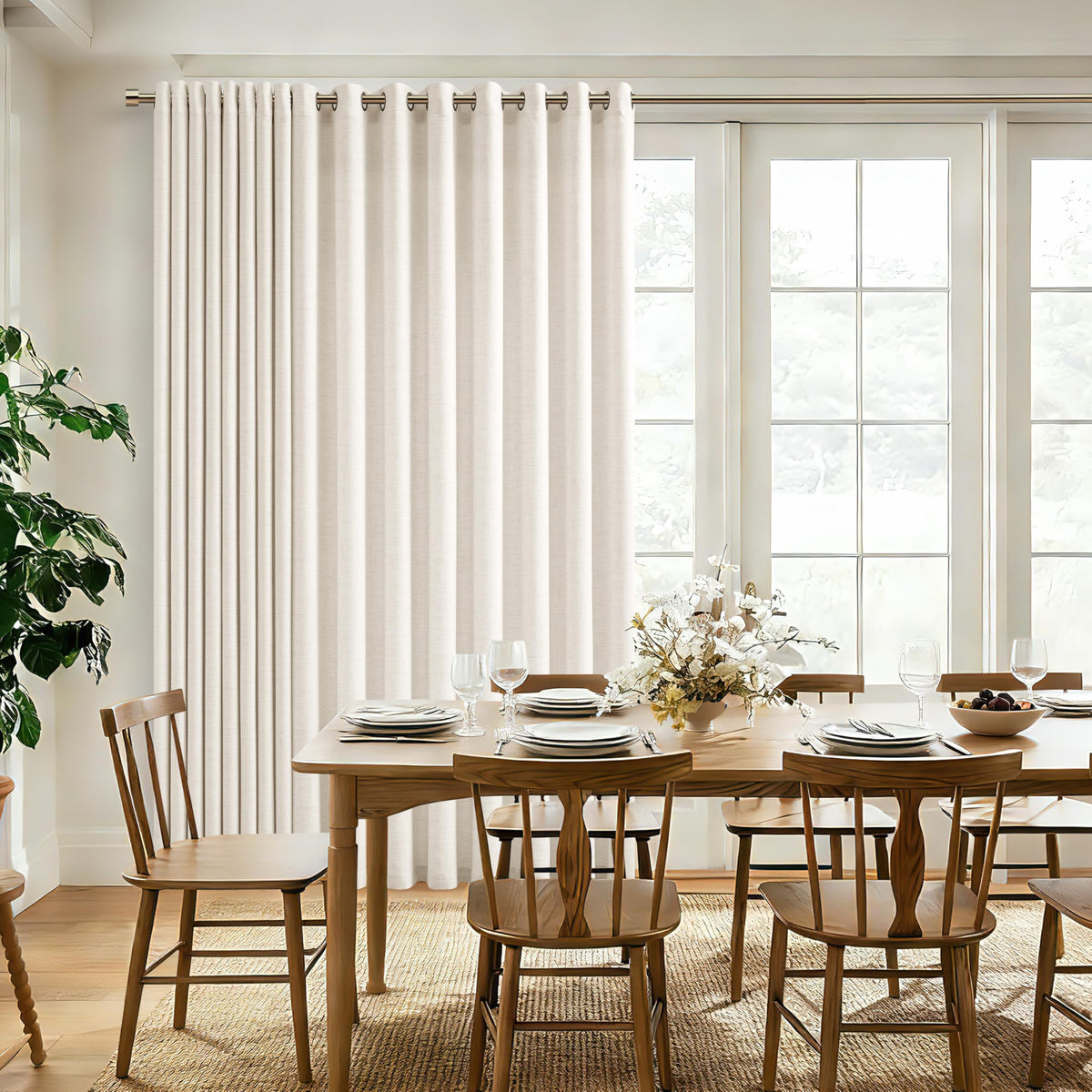 Linen 100 Inch Wide 84 Inch Length Ivory Curtains E556172